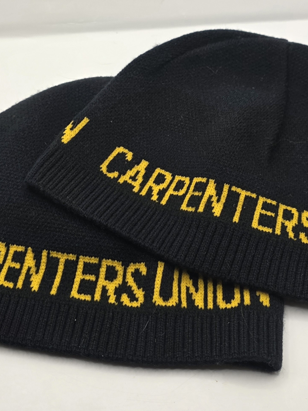 Black Knit Carpenters Beanie with Yellow Lettering Set Of 2 Grunge, Punk